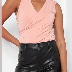 Express Sleeveless Draped Tank Top in Coral/Pinkish